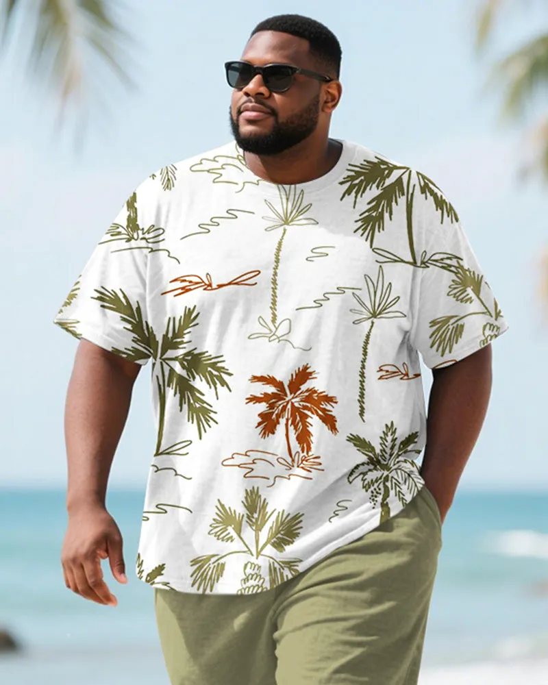 Men's Plus Size Hawaiian Green Full Print Coconut Tree Print Round Neck Short Sleeve T-Shirt Shorts Suit sold by Biggmans product image thumbnail 2