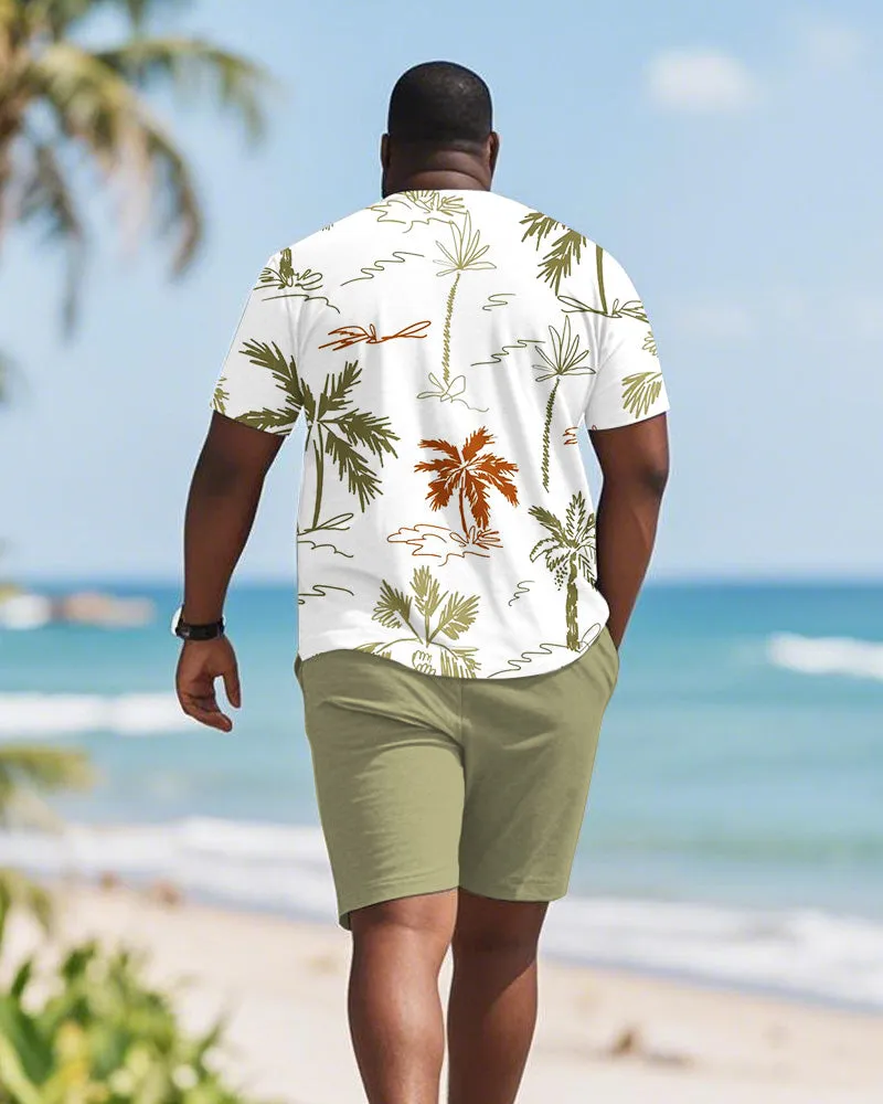 Men's Plus Size Hawaiian Green Full Print Coconut Tree Print Round Neck Short Sleeve T-Shirt Shorts Suit sold by Biggmans product image thumbnail 4