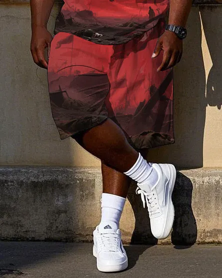 Men's Gothic Fashion Bear with Wing Printed Big & Tall Short Sleeve T-Shirt Shorts Set sold by Biggmans product image thumbnail 3