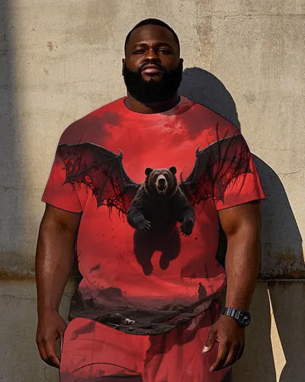 Men's Gothic Fashion Bear with Wing Printed Big & Tall Short Sleeve T-Shirt Shorts Set sold by Biggmans product image thumbnail 2