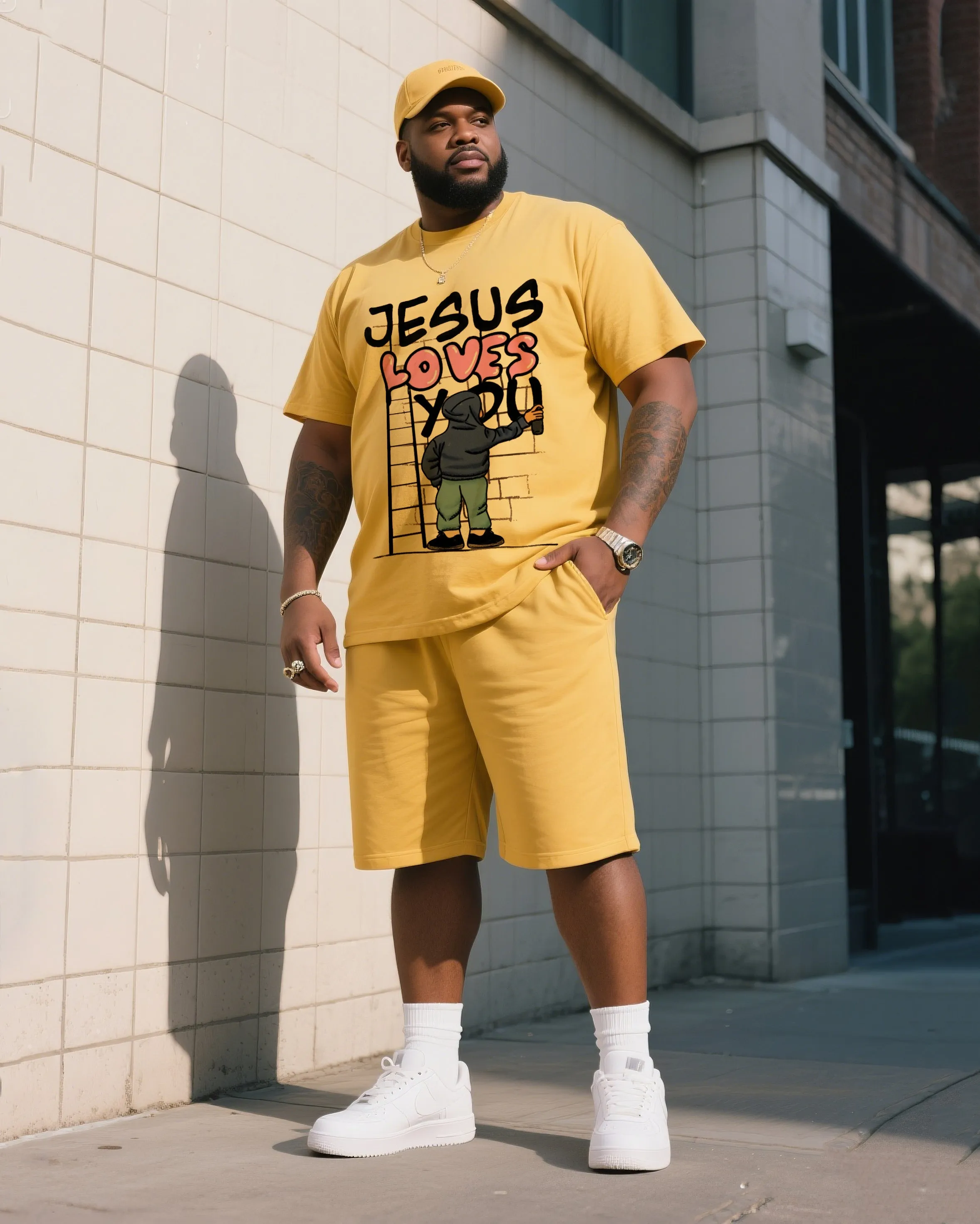 The Daily Leisure Of A Big Man-it Never Gets Old.?He Really Loves You-short Sleeve T-shirt Shorts Suit sold by Biggmans product image thumbnail 3