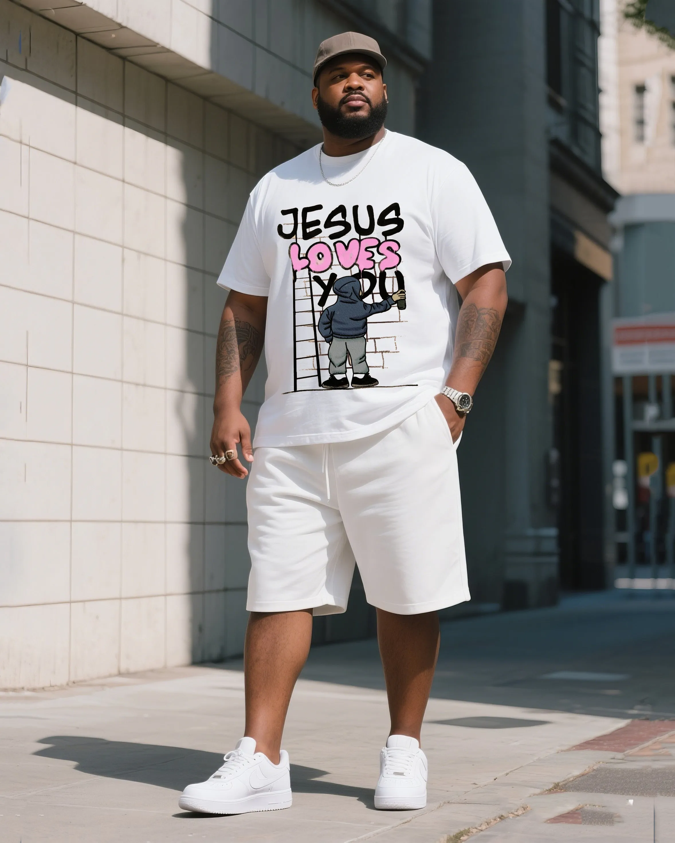 The Daily Leisure Of A Big Man-it Never Gets Old.?He Really Loves You-short Sleeve T-shirt Shorts Suit sold by Biggmans