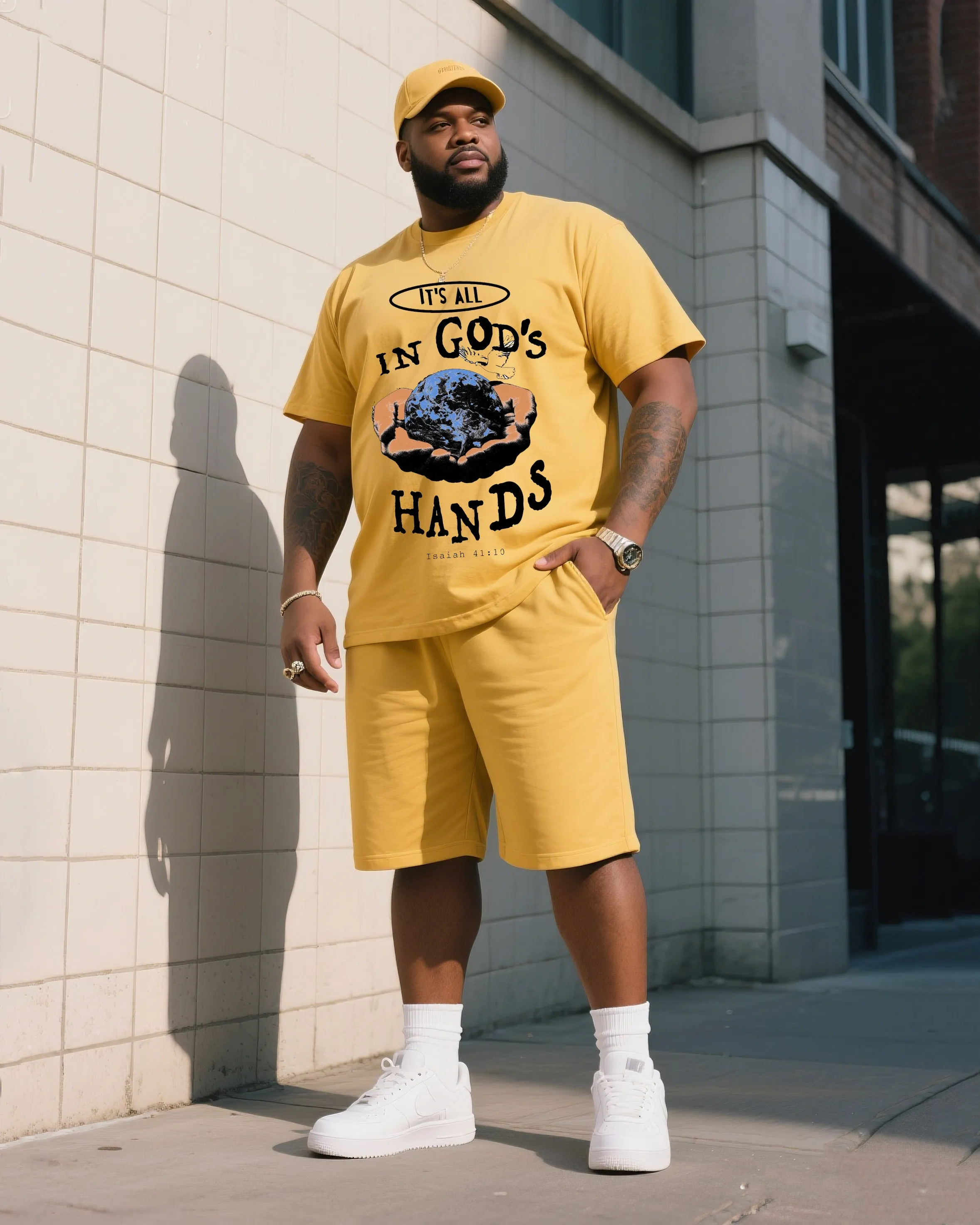 Big Man's Daily Leisure God With You Short Sleeve T-shirt Shorts Suit sold by Biggmans product image thumbnail 3