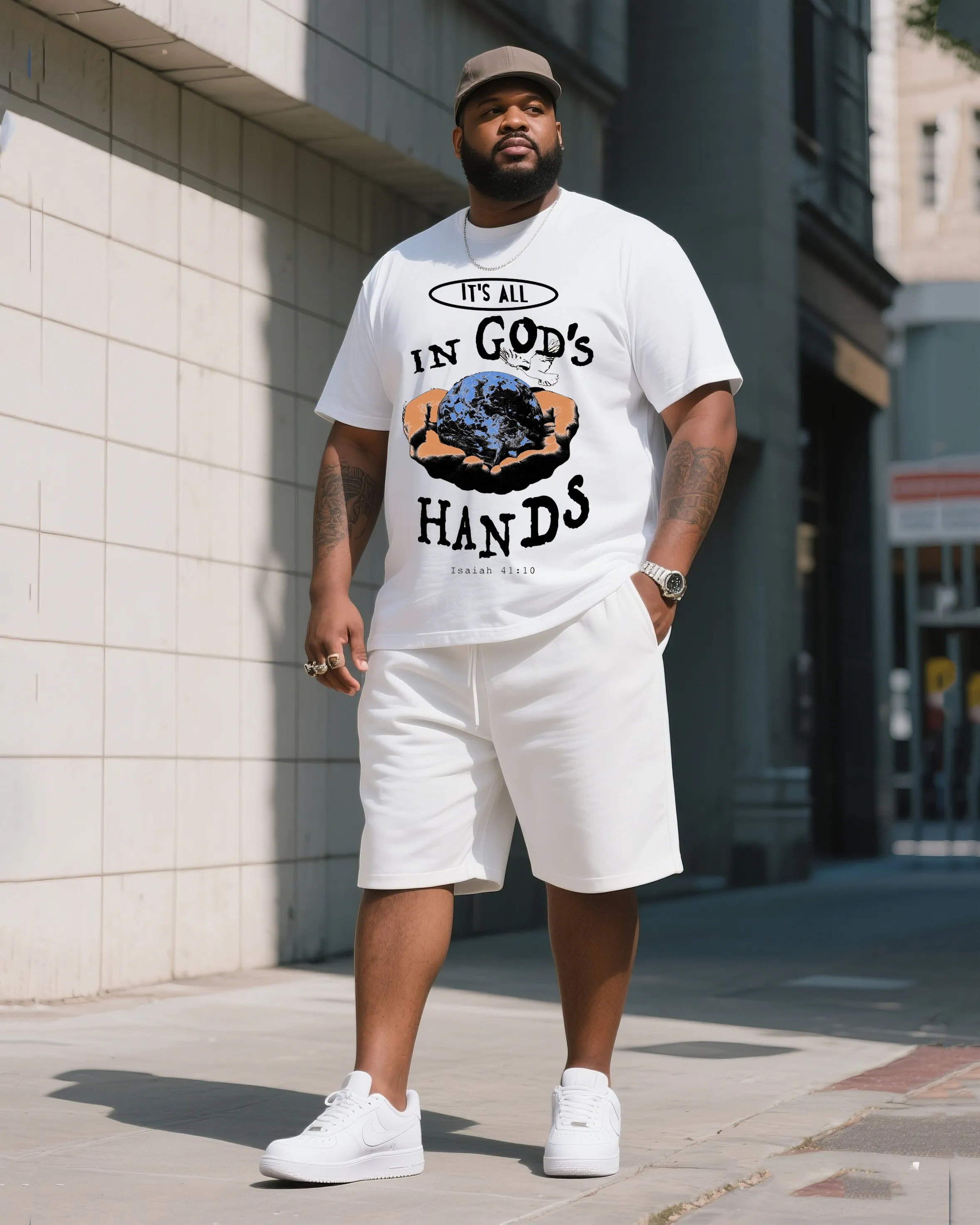 Big Man's Daily Leisure God With You Short Sleeve T-shirt Shorts Suit sold by Biggmans