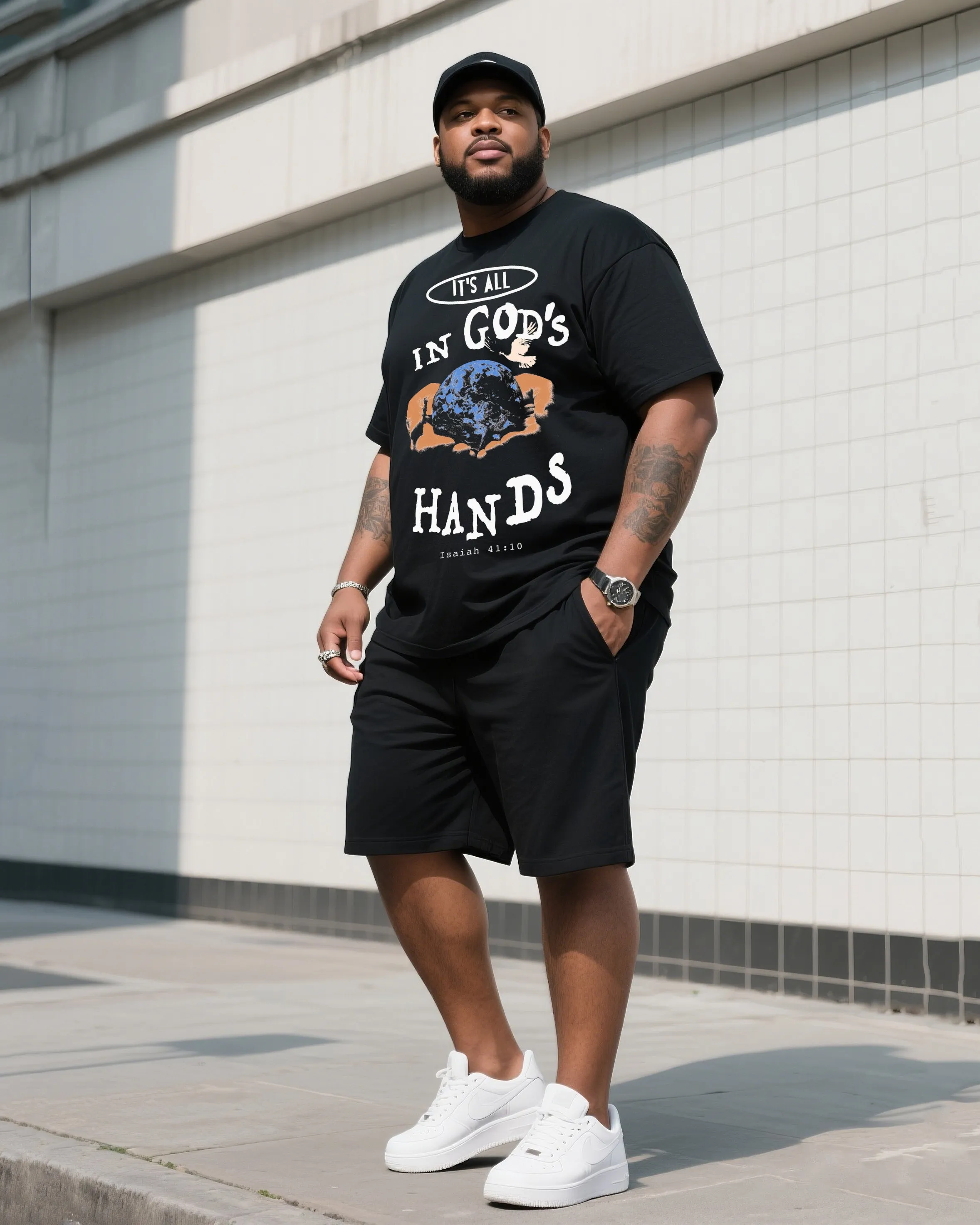 Big Man's Daily Leisure God With You Short Sleeve T-shirt Shorts Suit sold by Biggmans product image thumbnail 2