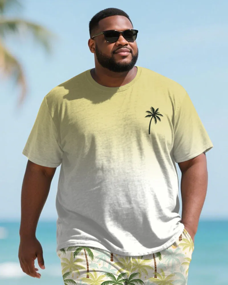Men's Plus Size Green Coconut Tree Gradient Print Round Neck Short Sleeve T-Shirt Shorts Suit sold by Biggmans product image thumbnail 2