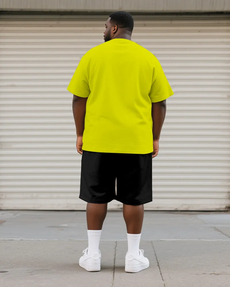 Big & Tall Men's Fluorescent Yellow Line Curved Dragon Printed Round Neck Short Sleeve T-shirt Shorts Suit sold by Biggmans product image thumbnail 4