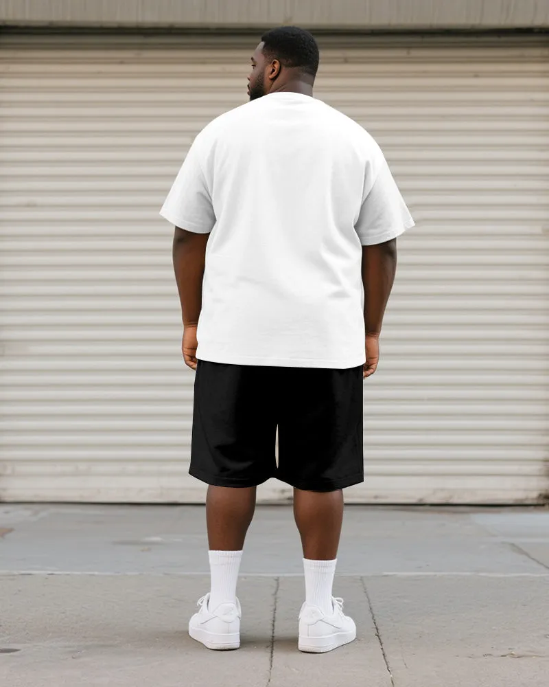 Big & Tall Men's Black And White Line Curved Lizard Print Round Neck Short Sleeve T-Shirt Shorts Suit sold by Biggmans product image thumbnail 4