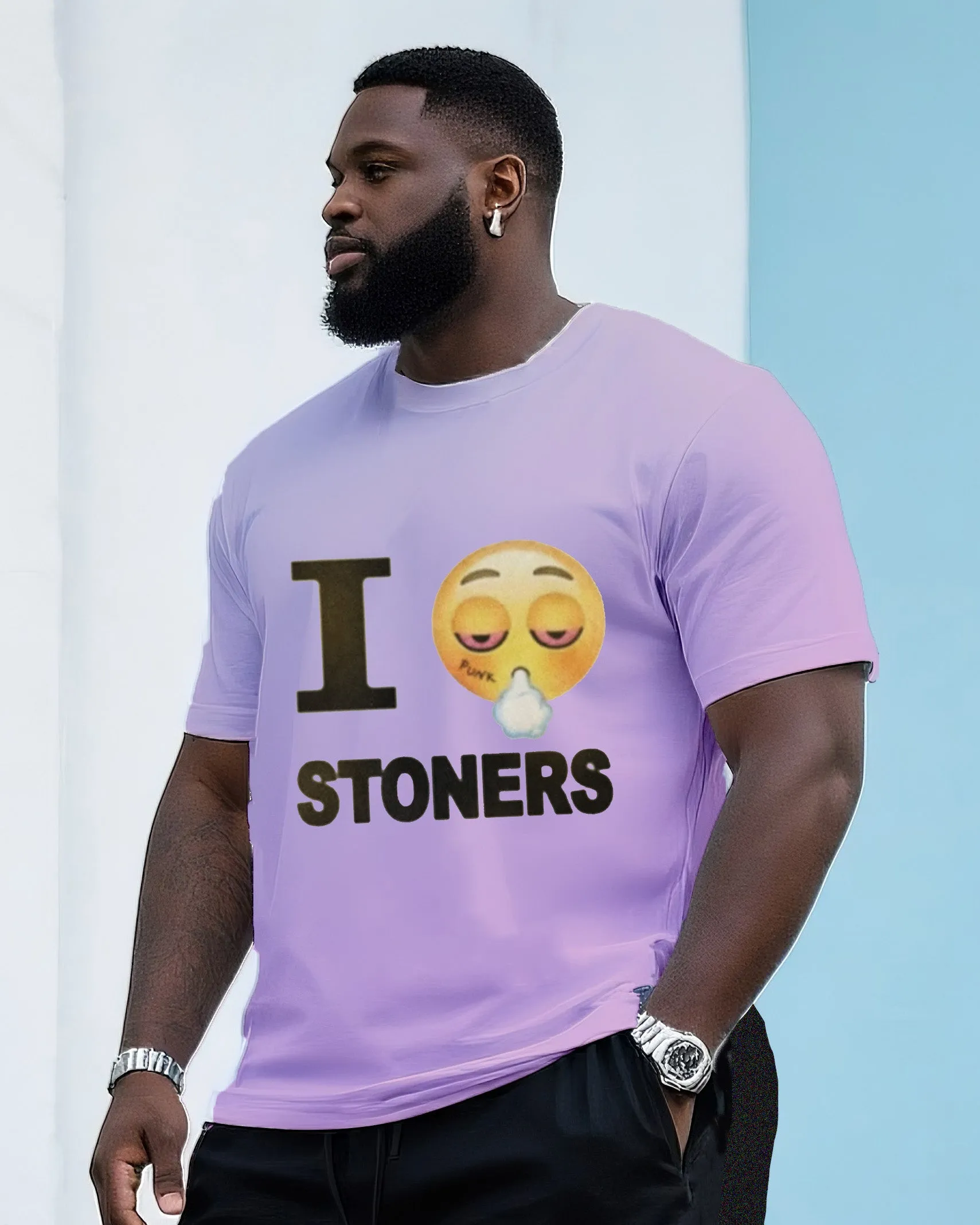 Big & Tall Men's Street Fashion Creative Smoker Gentleman Crewneck T-shirt Shorts Suit sold by Biggmans product image thumbnail 2