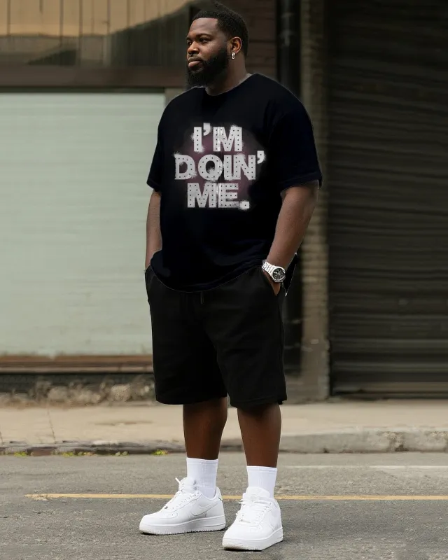 Big & Tall Men's Street Fashion Do My Own Crewneck T-Shirt Shorts Suit sold by Biggmans