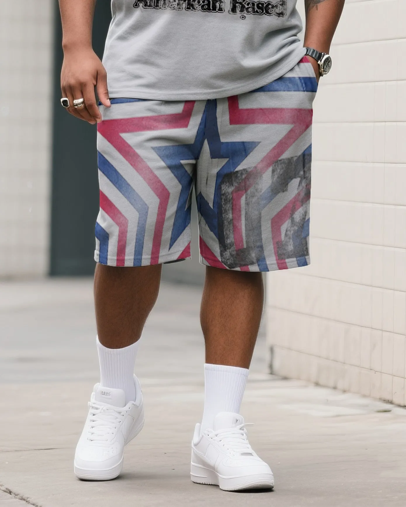 Big & Tall Men's Original Star Flag COD Printed Independence Day Crewneck T-Shirt Shorts Suit sold by Biggmans product image thumbnail 3