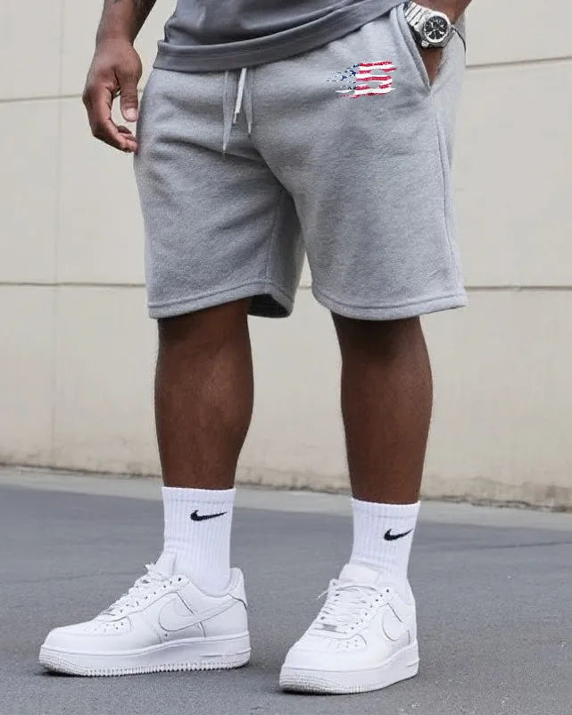 Big & Tall Men's Original Patriotic Flame Print Independence Day Crewneck T-Shirt Shorts Suit sold by Biggmans product image thumbnail 4