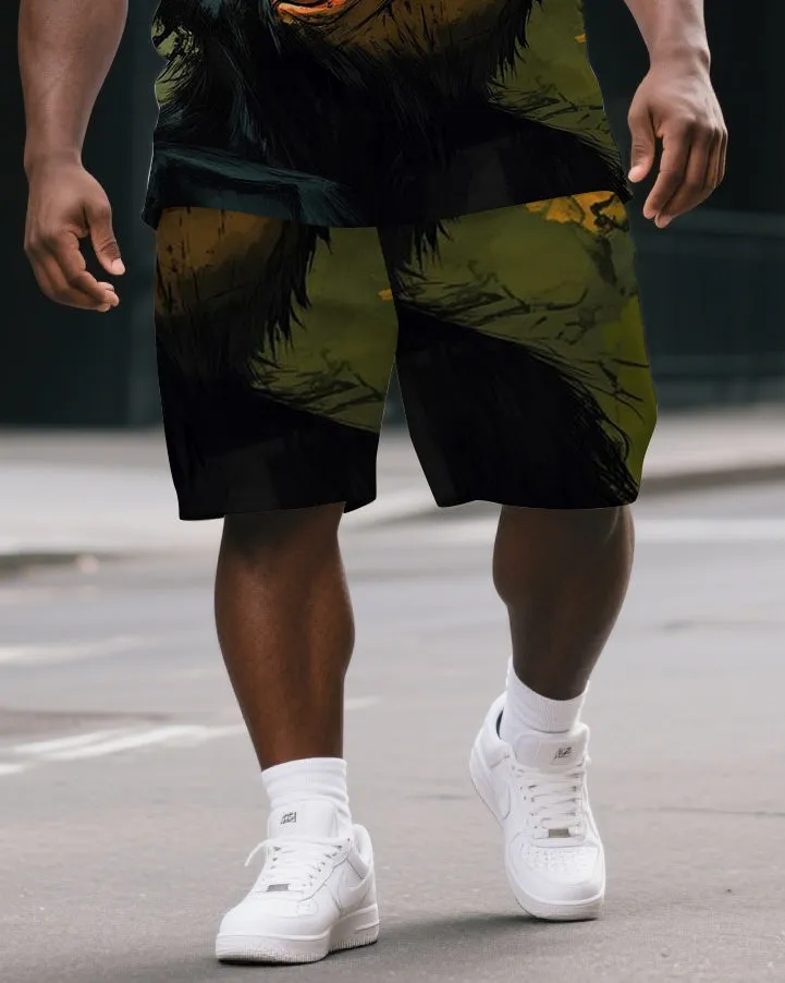 Big & Tall Men's Melancholy Gorillas in Ink Painting Summer Short Sleeve T-shirt and Short Set sold by Biggmans product image thumbnail 3