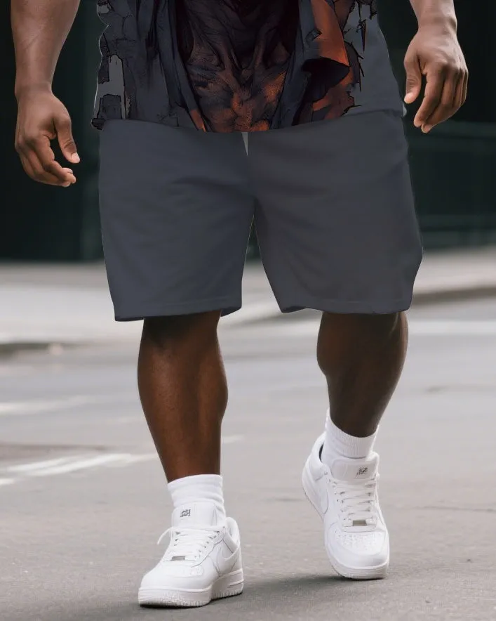 Big & Tall Men's Street Fashion Smoking Gorillas Print Short Sleeve T-shirt and Short Set sold by Biggmans product image thumbnail 3