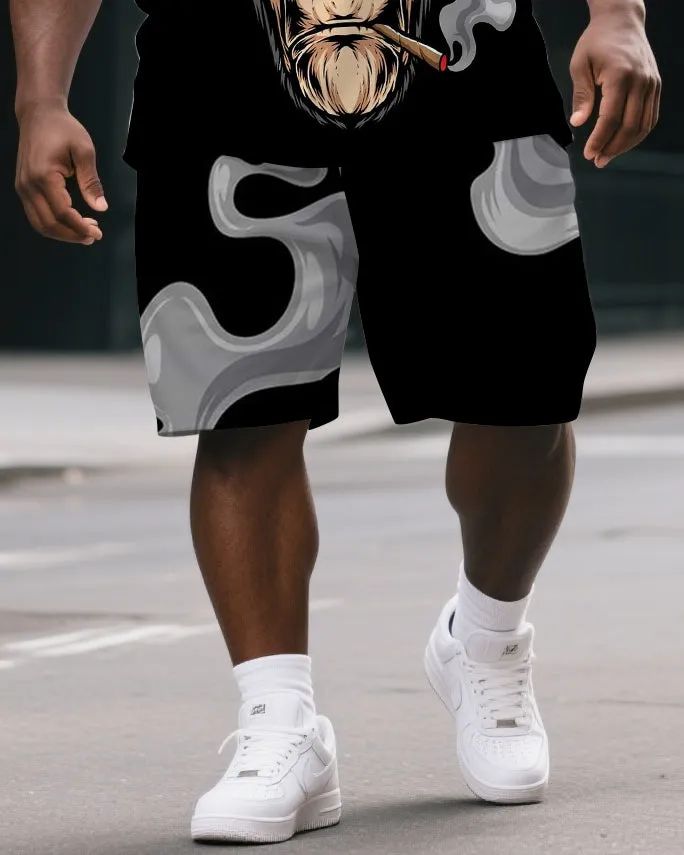 Big & Tall Men's Casual Cartoon Elder Gorillas Print Short-Sleeved T-shirt and Short Set sold by Biggmans product image thumbnail 3