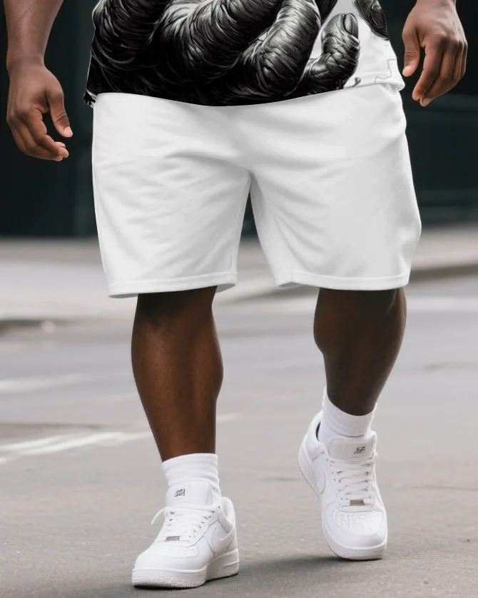 Big & Tall Men's Cartoon Kongfu Gorillas Print Casual Short-Sleeved T-shirt and Short Set sold by Biggmans product image thumbnail 3