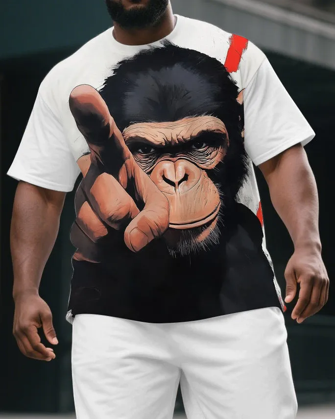 Big & Tall Men's Funny Cartoon Angry Gorillas Print Casual Short-Sleeved T-shirt and Short Set sold by Biggmans product image thumbnail 2