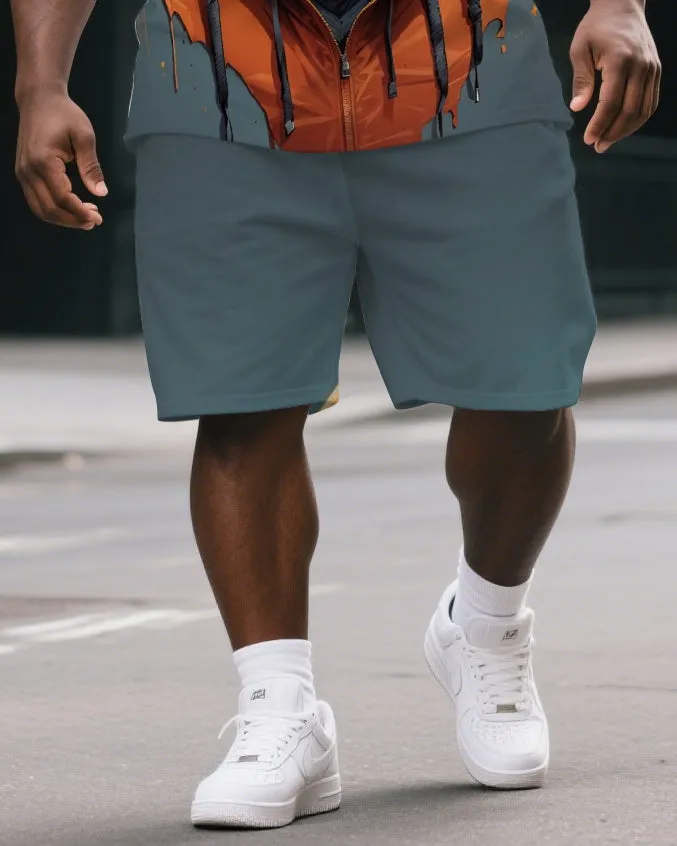 Big & Tall Men's Daily Casual Hoodie Gorillas Street Cartoon Short-Sleeved T-shirt and Short Set sold by Biggmans product image thumbnail 3