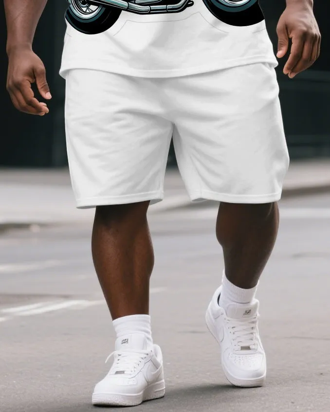 Men's Cartoon Gorillas & Motorcycle Print Summer Big & Tall Short-Sleeve T-shirt & Short Set sold by Biggmans product image thumbnail 3