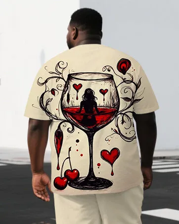 Men's Abstract Lady In Wine Glass Illustration Back Print Big & Tall Short-Sleeve T-shirt Summer Set sold by Biggmans product image thumbnail 2