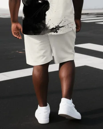 Men's Simple Cat & Bird Illustration Back Print Cool Big & Tall Short-Sleeve T-shirt & Short Set sold by Biggmans product image thumbnail 3