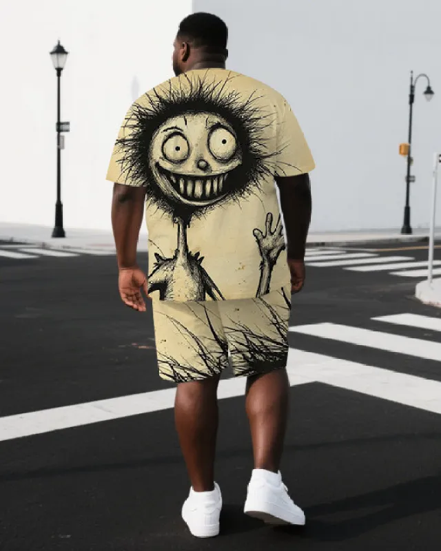 Men's Casual Naughty Boy Illustration Back Print Big & Tall Summer Short-Sleeve T-shirt Shorts Set sold by Biggmans