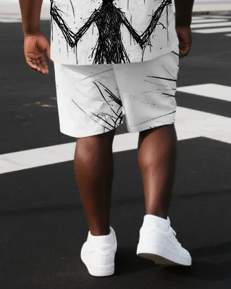 Men's Scribbled Elf Cartoon Back Print Big & Tall Summer Cool Short-Sleeve T-shirt Shorts Set sold by Biggmans product image thumbnail 3