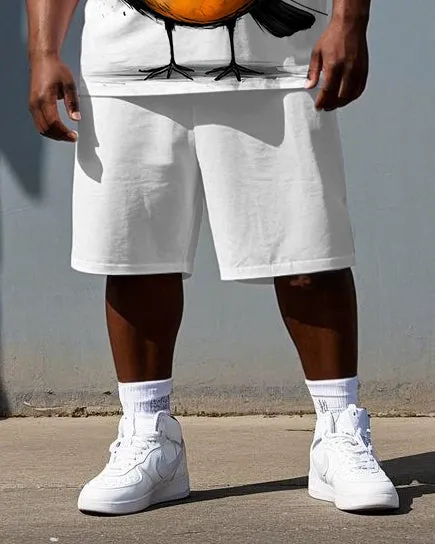 Men's Casual Cute Bird Cartoon Print Big & Tall Short-Sleeve T-shirt Shorts Breathable Summer Set sold by Biggmans product image thumbnail 3