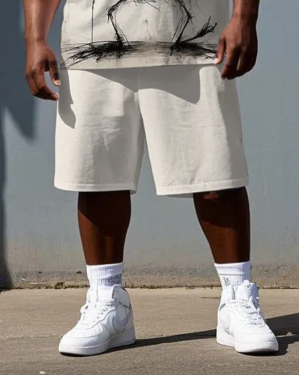 Men's Casual Surprised Elf Illustration Print Big & Tall Breathable Short-Sleeve T-shirt Shorts Set sold by Biggmans product image thumbnail 3