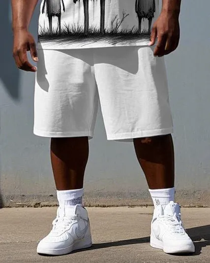 Men's Casual Fashion Robot Illustration Print Big & Tall Summer Short-Sleeve T-shirt Shorts Set sold by Biggmans product image thumbnail 3