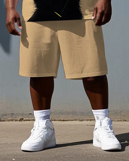 Big & Tall Men's Cute Black Cat Illustration Print Casual Breathable Short-Sleeve T-shirt Shorts Set sold by Biggmans product image thumbnail 3