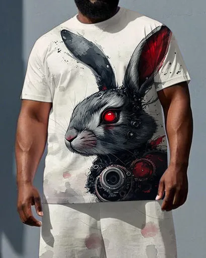 Big & Tall Men's Cartoon Weir Rabbit Print Breathable Short-Sleeve T-shirt and Shorts Set sold by Biggmans product image thumbnail 2