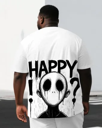Big & Tall Men's HAPPY & Sad Ghost Back Print Breathable Short-Sleeve T-shirt and Shorts Set sold by Biggmans product image thumbnail 2
