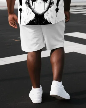 Big & Tall Men's HAPPY & Sad Ghost Back Print Breathable Short-Sleeve T-shirt and Shorts Set sold by Biggmans product image thumbnail 3