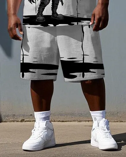 Big & Tall Men's Fashion Mutant Boy Print Casual Breathable Short-Sleeve T-shirt and Shorts Set sold by Biggmans product image thumbnail 3