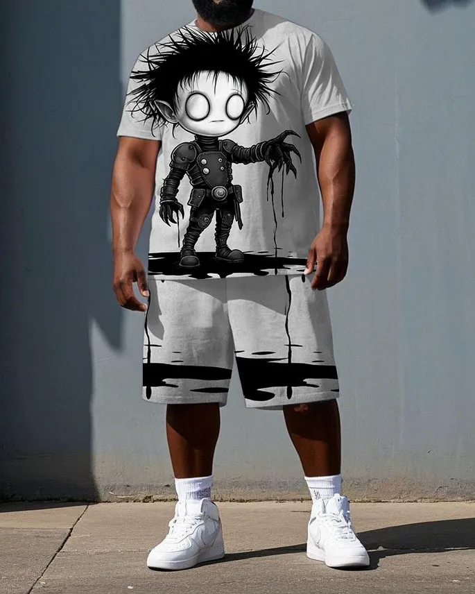 Big & Tall Men's Fashion Mutant Boy Print Casual Breathable Short-Sleeve T-shirt and Shorts Set sold by Biggmans