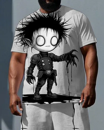 Big & Tall Men's Fashion Mutant Boy Print Casual Breathable Short-Sleeve T-shirt and Shorts Set sold by Biggmans product image thumbnail 2