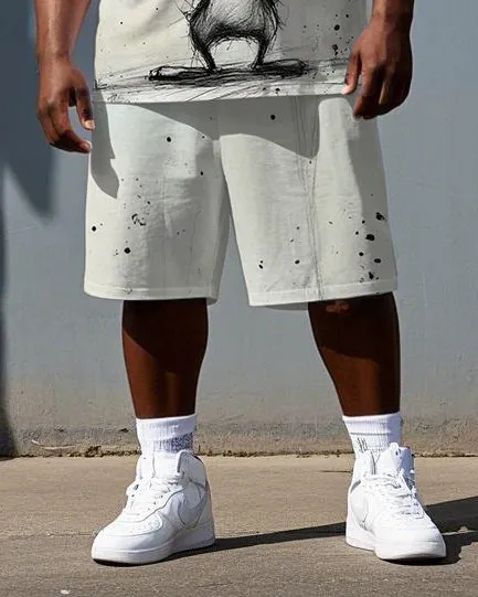 Big & Tall Men's Sleepy Rabbit Illustration Print Casual Breathable Short-Sleeve T-shirt Shorts Set sold by Biggmans product image thumbnail 3