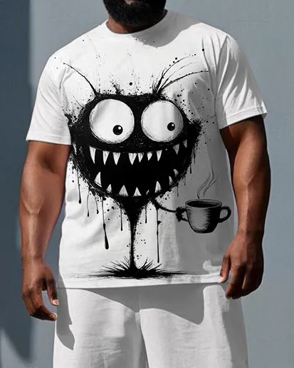 Big & Tall Men's Funny Briquette Elf Print Summer Short-Sleeve T-shirt and Shorts Set sold by Biggmans product image thumbnail 2