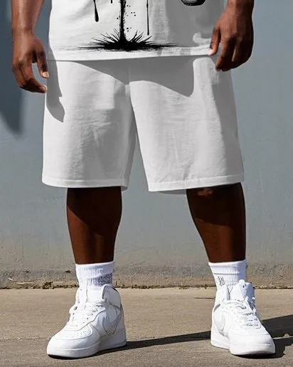 Big & Tall Men's Funny Briquette Elf Print Summer Short-Sleeve T-shirt and Shorts Set sold by Biggmans product image thumbnail 3