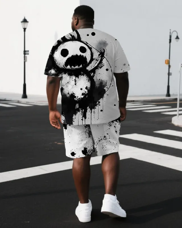 Big & Tall Men's Ink Splash Simple Elf Back Print Outdoor Short-Sleeve T-shirt and Shorts Set sold by Biggmans