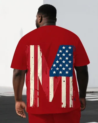 Big & Tall Men's Letter M Flag Element Back Print Independence Day Short-Sleeve T-shirt Shorts Set sold by Biggmans product image thumbnail 2