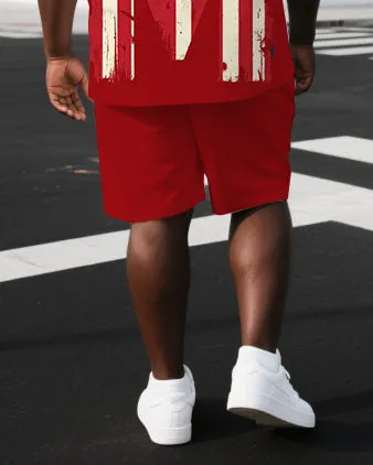 Big & Tall Men's Letter M Flag Element Back Print Independence Day Short-Sleeve T-shirt Shorts Set sold by Biggmans product image thumbnail 3