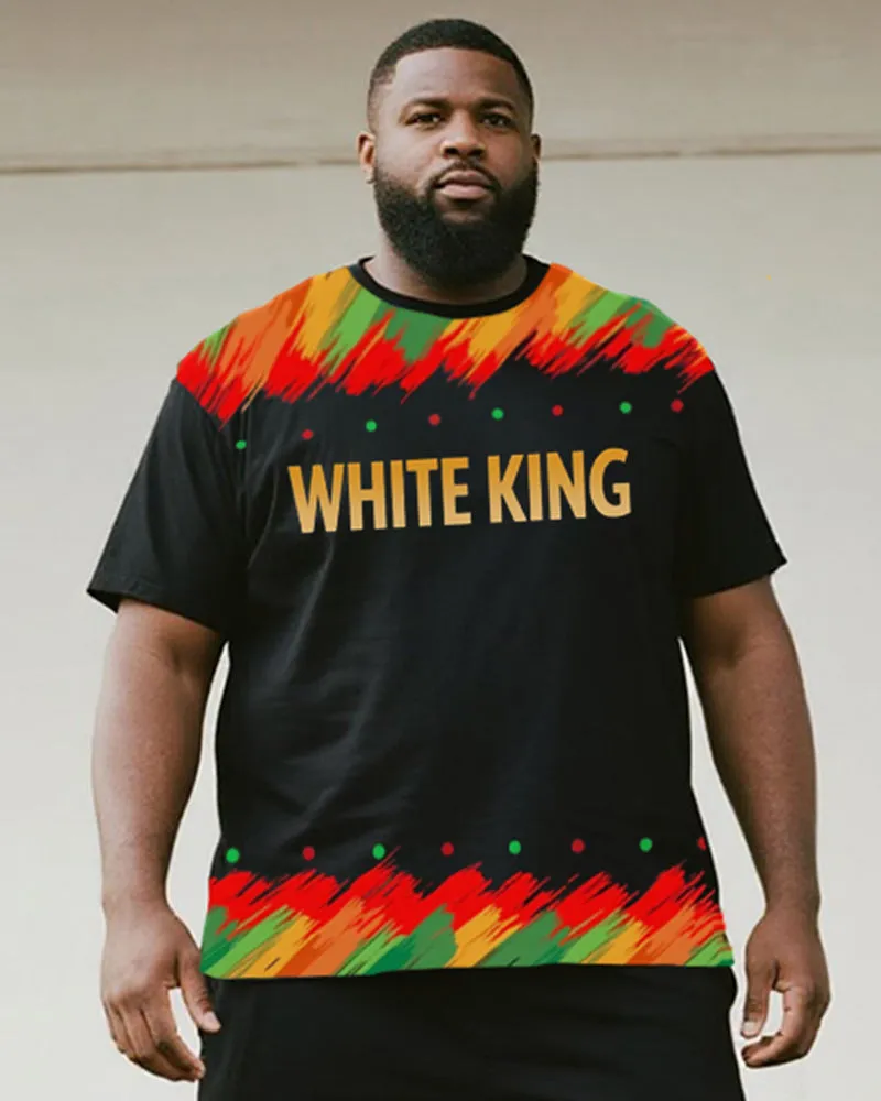 Big & Tall Men's Colorful Graffiti White King Alphabet Print Round Neck Short Sleeve T-Shirt Shorts Suit sold by Biggmans product image thumbnail 2