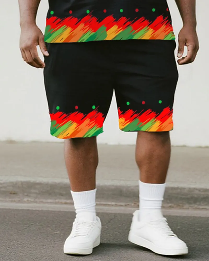 Big & Tall Men's Colorful Graffiti White King Alphabet Print Round Neck Short Sleeve T-Shirt Shorts Suit sold by Biggmans product image thumbnail 3