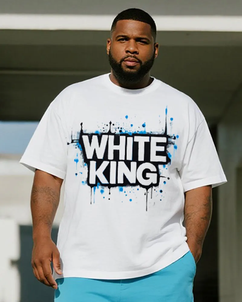 Big & Tall Men's Graffiti White King Alphabet Print Round Neck Short Sleeve T-Shirt Shorts Suit sold by Biggmans product image thumbnail 2