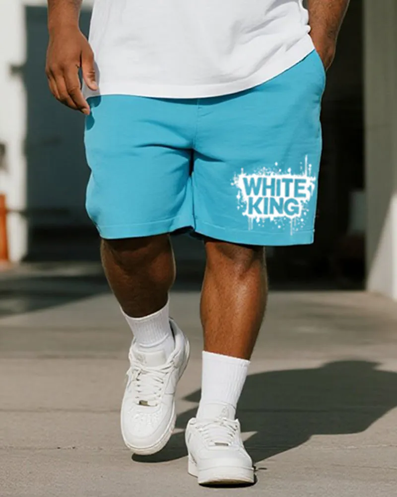 Big & Tall Men's Graffiti White King Alphabet Print Round Neck Short Sleeve T-Shirt Shorts Suit sold by Biggmans product image thumbnail 3