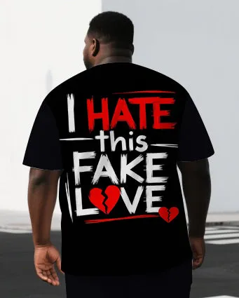 Big & Tall Men's Punk Style I HATE THIS FAVE LOVE Back Lettering Casual Short-Sleeve T-shirt Shorts Set sold by Biggmans product image thumbnail 2