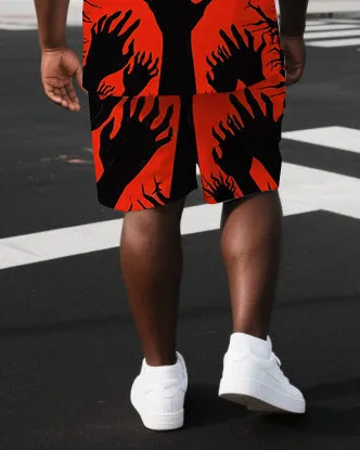 Big & Tall Men's Punk Style Spider & Hand Back Print Outdoor Summer Short-Sleeve T-shirt 2-Piece Set sold by Biggmans product image thumbnail 3