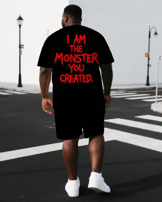 Big & Tall Men's I AM THE MONSTER Punk Style Back Lettering Short-Sleeve T-shirt 2-Piece Set sold by Biggmans